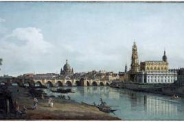 Dresden vom rechten Elbufer unterhalb der Augustbrücke“, 1748, Bernardo Bellotto, genannt Canaletto, (Venedig 1722 – Warschau 1780)  Das Gemälde nach der Restaurierung August 2011  Fotograf: Hans Peter Klut/Elke Estel  Gemäldegalerie Alte Meister, Staatliche Kunstsammlungen Dresden