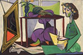 Frauen. Pablo Picasso, Max Beckmann, Willem de Kooning  Pablo Picasso, Interieur mit zeichnendem Mädchen (Deux femmes), 1935, Öl auf Leinwand, 130 x 195 cm, New York, The Museum of Modern Art, Nelson A. Rockefeller Bequest, 1979, Foto: © 2012, The Museum of Modern Art, New York/Scala, Florenz  © Succession Picasso | VG Bild-Kunst, Bonn 2012