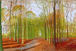 David Hockney "Woldgate Woods, 21, 23 & 29 November 2006" Öl auf 6 Leinwänden / Oil on 6 canvases Je / each 91,44 x 121,92 cm, gesamt / total 182,88 x 365,76 cm © David Hockney Photo: Richard Schmidt