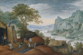 Marten Ryckaert  „Landschaft mit einer Eisengießerei“, Öl auf Holz, 30,2 x 50,2 cm  Foto: AGG New Raritet Antique Gallery