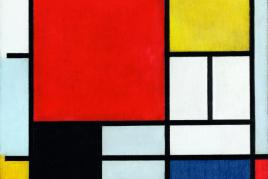 Piet Mondrian (1872-1944): Komposition mit großer roter Fläche, Gelb Schwarz, Grau und Blau, 1921, Gemeentemuseum Den Haag © 2013 Mondrian / Holtzman Trust c/o HCR International USA