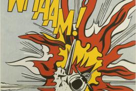 870  Roy Lichtenstein, „WHAAM!“, Diptychon, zwei Fotolithografien (1963), Poster-Edition The Tate Gallery London von 1984, signiert, o. Rahmen Roy Lichtenstein, 1923 New York – 1997 ebd., Diptychon „WHAAM!“ 1.800 €