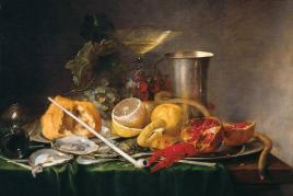 Jan Davidsz de Heem "Stilleben, Frühstück mit Champangerglas und Pfeife"