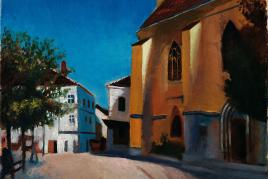 Josef Dobrowsky, Kirchplatz in Ybbs, 1929 Öl auf Leinwand 62 x 70 cm © Belvedere, Wien / © Bildrecht, Wien, 2014