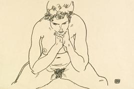 Egon Schiele (1890-1918) Sitzender Akt, 1917, schwarze Kreide auf Papier, 29,5 x 46 cm erzielter Preis € 405.600