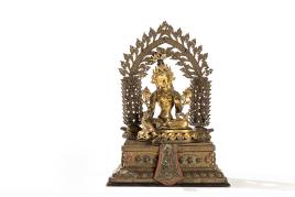 Vergoldete Bronze Figur Grüne Tara, Tibet, 17.18. Jh. Startpreis € 20.000,00, Schätzpreis € 40.000,00