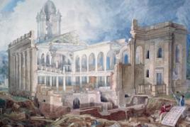 John Soane Schnittperspektive der Holy Trinity Church, Marylebone, 1824 Bleistift, Feder und Tusche, Aquarell und Deckfarbe 650 x 967 mm 15/4/6