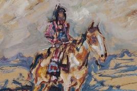 Blackfeet-Krieger zu Pferde, 1913/14, Julius Seyler