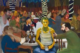 Nicole Eisenman, (*1965), Beer Garden with Ash, 2009, Öl auf Leinwand, 165 x 208 cm  Privatsammlung, Schweiz Foto: P. Schälchli, Zürich © the artist, Anton Kern Gallery, New York; Susanne Vielmetter Los Angeles Projects; and Galerie Barbara Weiss, Berlin