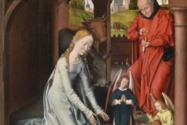 Lot Nr. 12 Hans Memling Werkstatt  (um 1435–1494)  Die Geburt Christi,  Öl auf Holz, 99,2 x 72,5 cm  erzielter Preis € 1.200.000