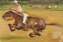 CLEMENTSCHITSCH, Arnold  1887 - 1970  Polospieler in Brioni (M. Campel) 1929                              € 30.000 -50.000                                      Öl auf Leinwand  70 x 90 cm  signiert links unten:  A Clementschitsch  Provenienz  Privatbesitz, Deutschland  Ausstellungen  1932 Biennale in Venedig  1986, 1995 in Klagenfurt