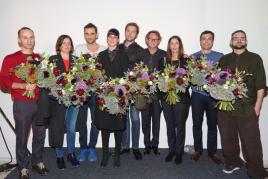 Eröffnung "Poetiken des Materials", im Bild von links nach rechts: Michael Hammerschmid Sonja Leimer Misha Stroj Stephanie Damianitsch Kuratorin, Leopold Museum Benjamin Hirte Hans-Peter Wipplinger Direktor, Leopol © Leopold Museum, Wien/Apa-Fotoservice/Tanzer