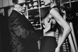 Helmut Newton, Yves Saint Laurent in his atelier, Paris 1991