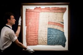 PROPERTY FROM A PRINCELY COLLECTION Battle of Trafalgar--HMS Victory, 'The Victory Jack' AN EXCEPTIONALLY LARGE FRAGMENT OF THE UNION FLAG, BELIEVED TO HAVE FLOWN FROM HMS VICTORY AT THE BATTLE OF TRAFALGAR Estimate   80,000 — 100,000