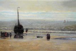 Hendrik Willem Mesdag, großes Seestück, Rückkehr eines Fischereischiffes bei Scheveningen, Ölgemälde um 1870, Aufrufpreis:	14.000 EUR Schätzpreis:	35.000 - 40.000 EUR