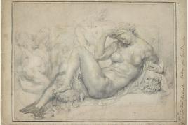 Peter Paul Rubens nach Michelangelo, Die Nacht, 1600–1603 und 1610–1620 Schwarze Kreide, Feder in Braun, braune Pinsellavierung, weiße und beige Gouache auf Papier, 36 × 49,5 cm, Fondation Custodia /Collection Frits Lugt, Paris Katalog