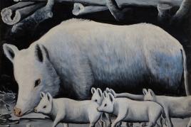 Niko Pirosmani | White Sow with Pigs | © Infinitart Foundation