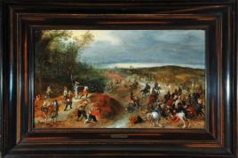 Brueghel (Bruegel), Jan d.J., 1601 - 1678 Antwerpen Öl/Holz, 49 x 84 cm, " Überfall auf eine Karawane ", Mindestpreis:	250.000 EUR