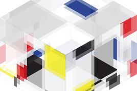 Heimo Zobernig in Kooperation mit Eric Kläring, Piet Mondrian. Eine räumliche Aneignung, 2019 Isometrischer Plan der Raum-Installation für den Lichthof des Albertinum