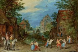 Nr. 387 817 Jan Brueghel d. Ä. Dorfstraße mit tanzenden Bauern Öl auf Kupfer, 11 x 16 cm Ergebnis: € 360.000,-