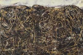 WJean Dubuffet (1901 - 1985) Bon Espoir (Paysage avec personnages), 1955, Öl auf Leinwand, 89 x 116 cm, erzielter Preis € 735.400