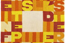 Lot 5 Alighiero Boetti Le Infinite Possibilità Di Esistere embroidery on textile 13 1/2 by 13 7/8 in. 34.5 by 35 cm. Estimate $50/70,000