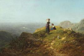 119002241 CARL SPITZWEG Blick ins Tal (Zwei Mädchen auf einer Alpe), Um 1860. Öl auf Leinwand Schätzpreis: € 50.000 - 70.000