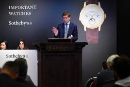 Sam Hines auctioneering during the Important Watches sale, 12 November 2019