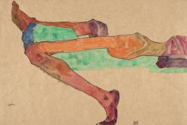 Egon Schiele, Liegender männlicher Akt, 1910, Aquarell und Bleistift auf Papier, 310 x 430 mm