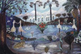 Josephine Troller, Garten Eden, 1963–1964, Öl auf Leinwand, 80 × 130 cm, Kunstmuseum Luzern