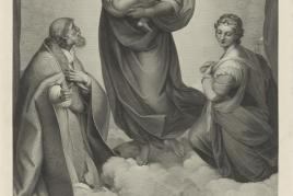 JOHANN FRIEDRICH WILHELM MÜLLER (1782–1816) NACH RAFFAEL, EIGENTLICH RAFFAELLO SANTI ODER SANZIO (1483–1520) Sixtinische Madonna, 1808–1816 Kupferstich und Radierung, 768 x 555 mm (Platte) © Hamburger Kunsthalle, Kupferstichkabinett / bpk Foto: Christoph Irrgang