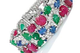 Gem-Set, Diamond and Enamel 'Tutti Frutti' Bracelet, Cartier, estimate $600-800,000