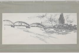 Uchiyama Ukai (1907–1983), Köln am Rhein, Tusche auf Papier, Japan, Rheinisches Bildarchiv Köln: Marion Mennicken