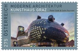 Sonderbriefmarke "Kunsthaus Graz", Grafik: Karin Klier, Briefmarke: © Österreichische Post AG