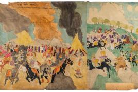 Henry Darger, At Wickey Lansina, escape with their brother… / 81 At Jennie Richee Breaking jail second time, 1930 - 1950. Courtesy of Andrew Edlin Gallery, New York City.