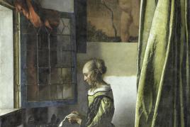 Johannes Vermeer, Brieflesendes Mädchen am offenen Fenster / Girl Reading a Letter at an Open Window, um / c. 1659 Aktueller Zwischenzustand der Restaurierung zum 16. January 2020, Öl auf Leinwand / current intermediate state of the restoration on 16 January 2020, oil on canvas  © SKD, Foto: Wolfgang Kreische