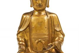 Lot 109 Buddha Shakyamuni (Shijiamouni) China, 17./18. Jh. Bronze, vergoldet, H 50 cm Schätzpreis: € 100.000 – 150.000,-