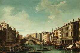 340 Bernardo Bellotto, genannt „Canaletto“, 1721 Venedig – 1780 Warschau  VENEDIG, CANAL GRANDE MIT BLICK AUF DIE RIALTO-BRÜCKE Öl auf Leinwand. 55,5 x 73,5 cm.  Katalogpreis € 450.000 - 600.000