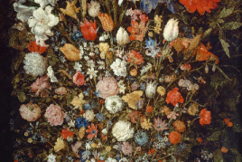 Jan Brueghel d. Ä. 1568–1625 tätig in Rom, Mailand, Antwerpen und Brüssel  Großer Blumenstrauß in einem Holzgefäß 1606/07