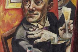 Max Beckmann (1884–1950), Selbstbildnis mit Sektglas, 1919, Öl auf Leinwand, 65,2 x 55,2 x 2,3 cm (ohne Rahmen) Städelscher Museums-Verein e.V. © VG Bild-Kunst, Bonn 2020, Foto: Städel Museum