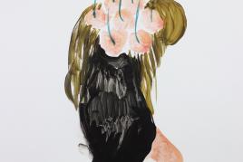 Christina Calbari, Self-costume 6, Dazzling 2021, acrylic on paper, 50 x 35 cm, courtesy of Francoise Heitsch & the artist