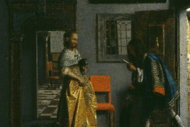 Pieter de Hooch (1629 – um 1679) Der Liebesbote, um 1670 Öl auf Leinwand, auf Holz aufgezogen, 57 x 53 cm © Hamburger Kunsthalle / bpk Foto: Elke Walford