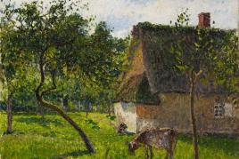 Nr. 410 367 Camille Pissarro Verger à Varengeville avec vache (Un clos à Varengeville). 1899 Öl auf Leinwand, 46,5 x 55,3 cm. Pissarro/Durand-Ruel Snollaerts 1293 Schätzpreis: 500 000 – 700 000