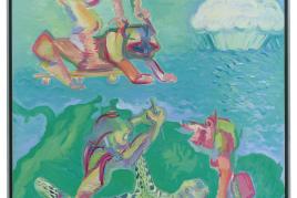 Maria Lassnig (1919-2014) Wilde Tiere sind gefährdet, 1980, Öl auf Leinwand, 306 x 200 cm, erzielter Preis € 1.367.800 Weltrekordpreis