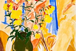 Erich Heckel, Blüten vor bemalter Wand