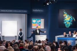 Sotheby's Chairman and Auctioneer Oliver Barker During the Historic Sale of The Macklowe Collection