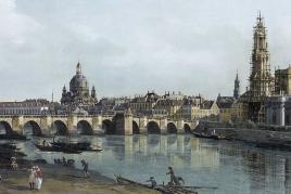 Bernardo Bellotto, Dresden vom rechten Elbufer unterhalb der Augustusbrücke, 1748