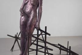 Image: Kiki Smith, "Red Standing Moon", 2003, Painted aluminum and patinated bronze, 191 x 185 x 191 cm, Unique, Courtesy the artist and Pace Gallery