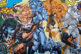 ERRÒ, Lion Lady, 2020, acrylic on canvas, 195 x 349 cm