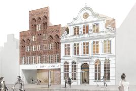 Das neue Buddenbrookhaus, Frontansicht Fassade, © TMH S Architekten